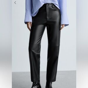 Mango | Leather Effect Straight Pants